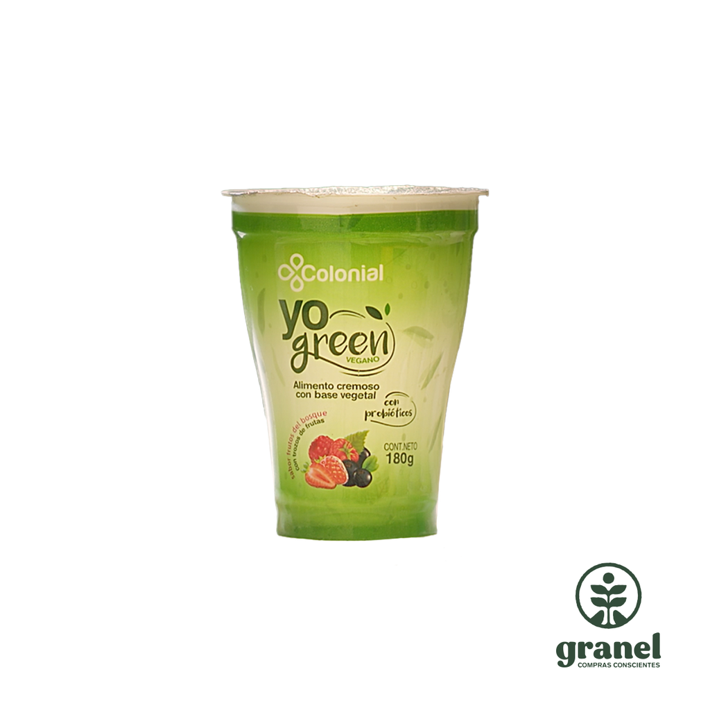 Crema vegetal sabor frutos del bosque con fruta Yogreen Colonial 180g